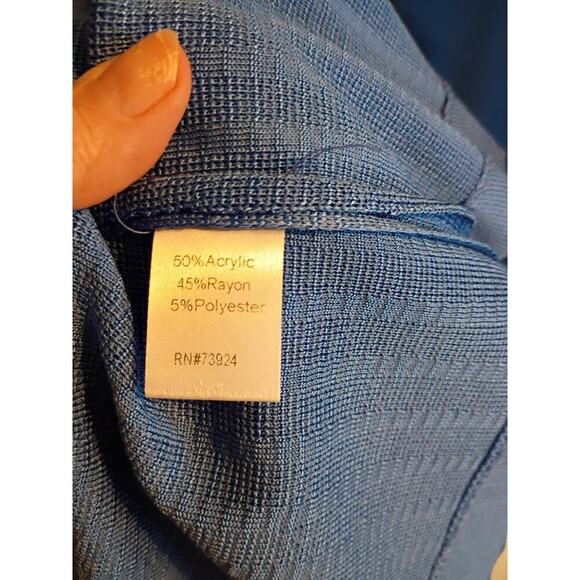 Ming Wang Cardigan Blue Sz L Laganlook Preppy Career Office - Picture 6 of 7